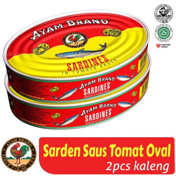 

Terhot! Sarden Kaleng Saus Tomat Oval Ayam Brand 425Gr Isi 2 Pcs