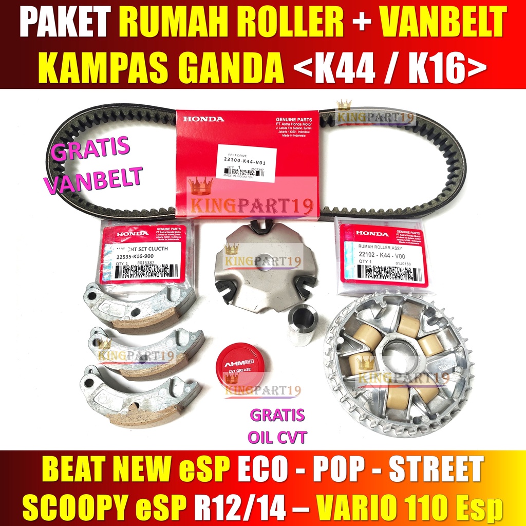 Paket Rumah Roller Vanbelt VBELT Beat FI ESP POP SPORTY - VARIO 110 FI LED ESP Stater Halus K44