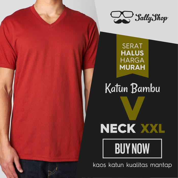 Kaos Polos Katun Bambu (Cotton Bamboo) V-Neck XXL