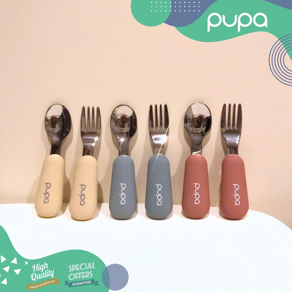 Alat Makan Bayi Silikon BIB, Sendok &amp; Garpu Silicon, Mangkuk / Perlengkapan Makan Bayi Baby Set PUPA