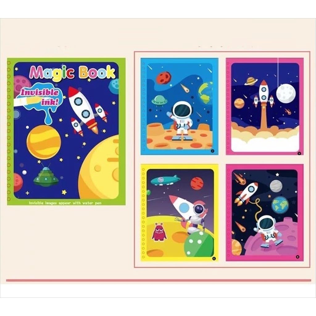 OTS 912 - Magic Water Book Set  Buku Gambar Air Ajaib Anak Grafiti Buku Lukisan Air Berwarna Untuk Anak PAUD TK