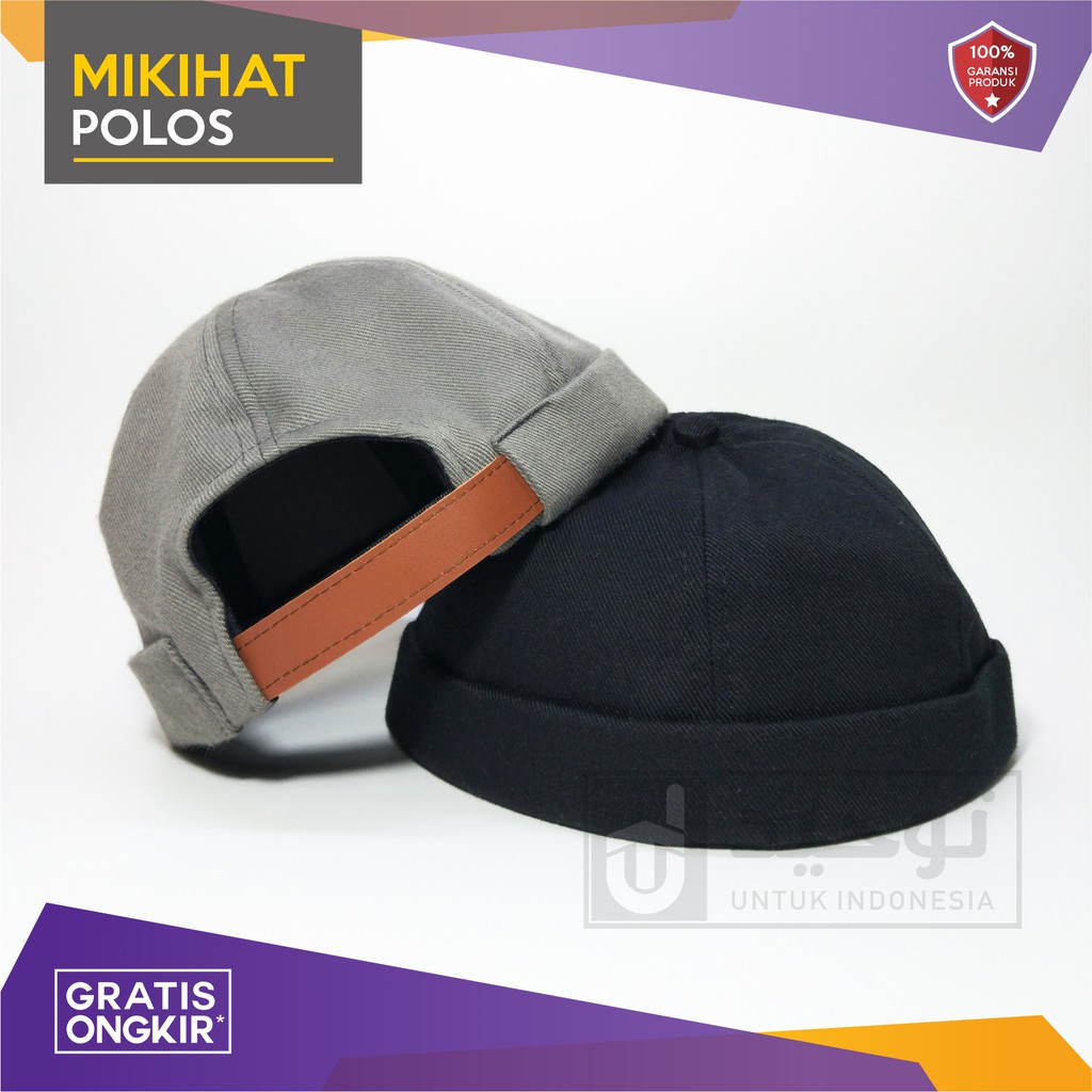 Peci Topi Miki Hat Style Beanie Cap - Abu dan Hitam Polos
