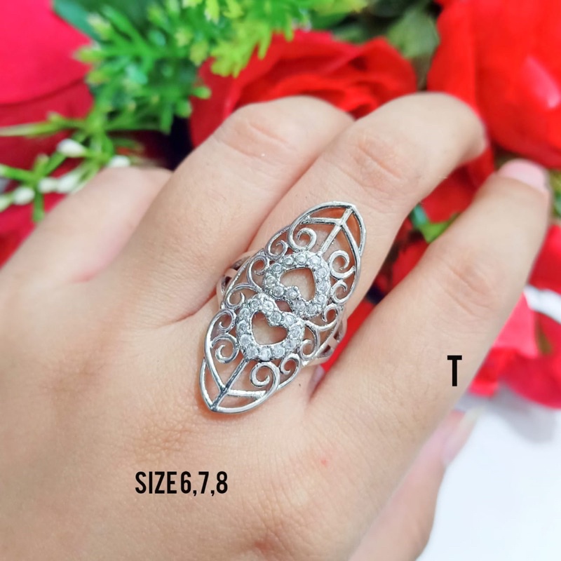 Cincin TITANIUM Dubai Dewasa Permata Full Mata Fashion Wanita Silver limited edition (COD)