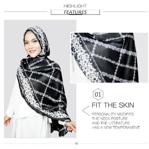 HIJAB PASHMINA SATIN PRINTING MOTIF / KERUDUNG JILBAB PASHMINA [Chain]