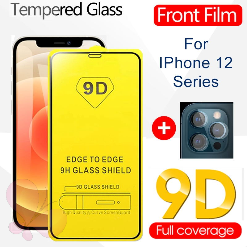 2 in 1 Tempered Glass Iphone 12 11 Pro Max X Xr Xs Max iPhone 7 8 6 6s Plus Se 2020 Camera Lens Screen Protector