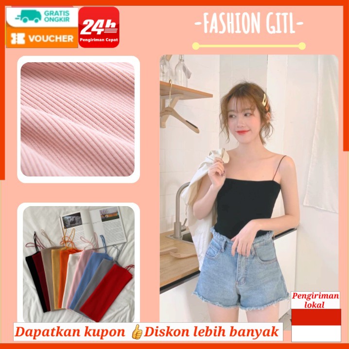 Korean Tank top rajut polos crop top kain keren