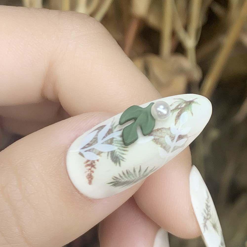 AUGUSTINA Augustina Daun Perhiasan Nail Art Alloy Indah Hijau DIY Nail Art Alat