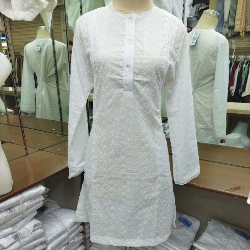 Baju Atasan Tunik Putih Bahan Katun Rubiyah Berbordir Kualitas PREMIUM By MB