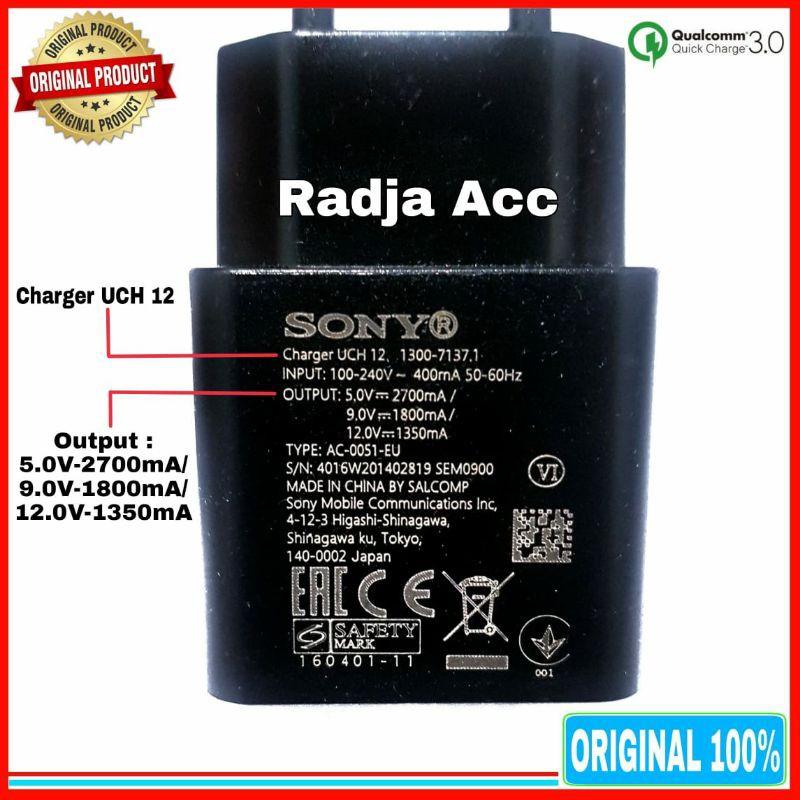 Charger Casan Sony Xperia USB C Original 100% Type C Fast Charging