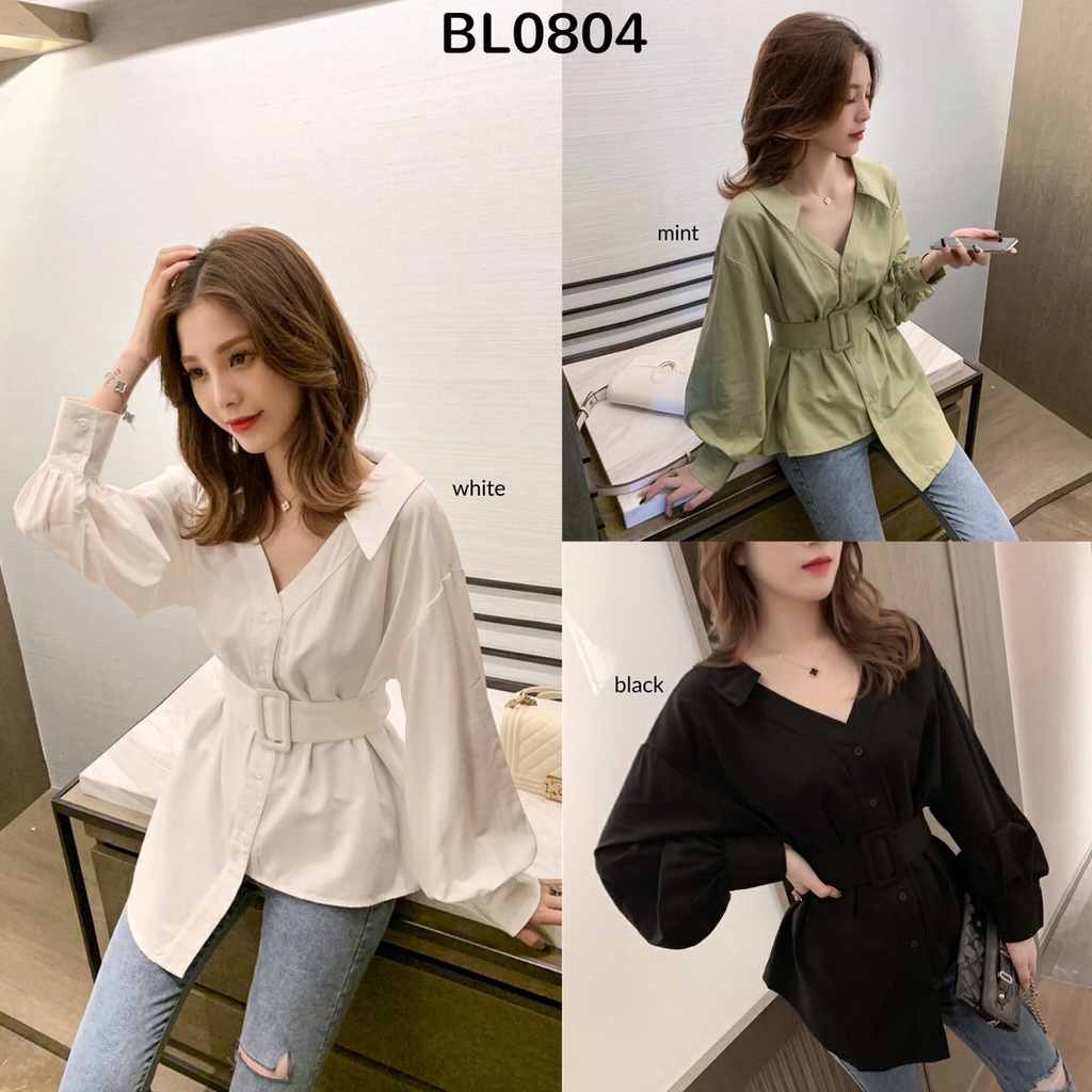 BL0804 Up n Down Hem Shirt With Belt