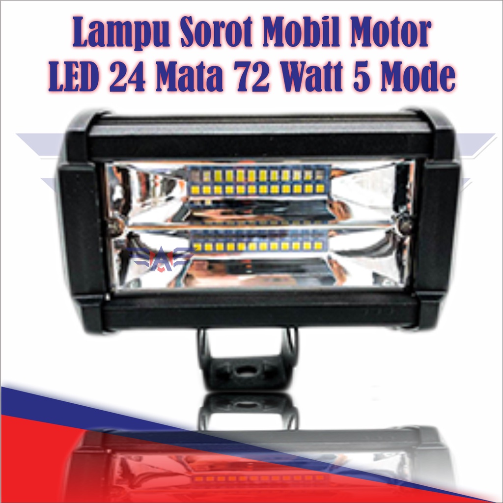 Lampu Sorot Mobil Motor Led 24 Mata 72 Watt 5 Mode