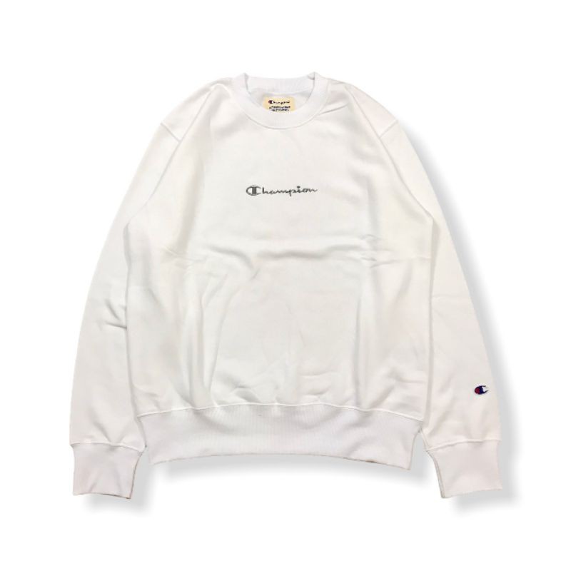 CHAMPION SWEATSHIRT SMALL SCRIPT LOGO EMBROIDERED C8 - Q019R (White)