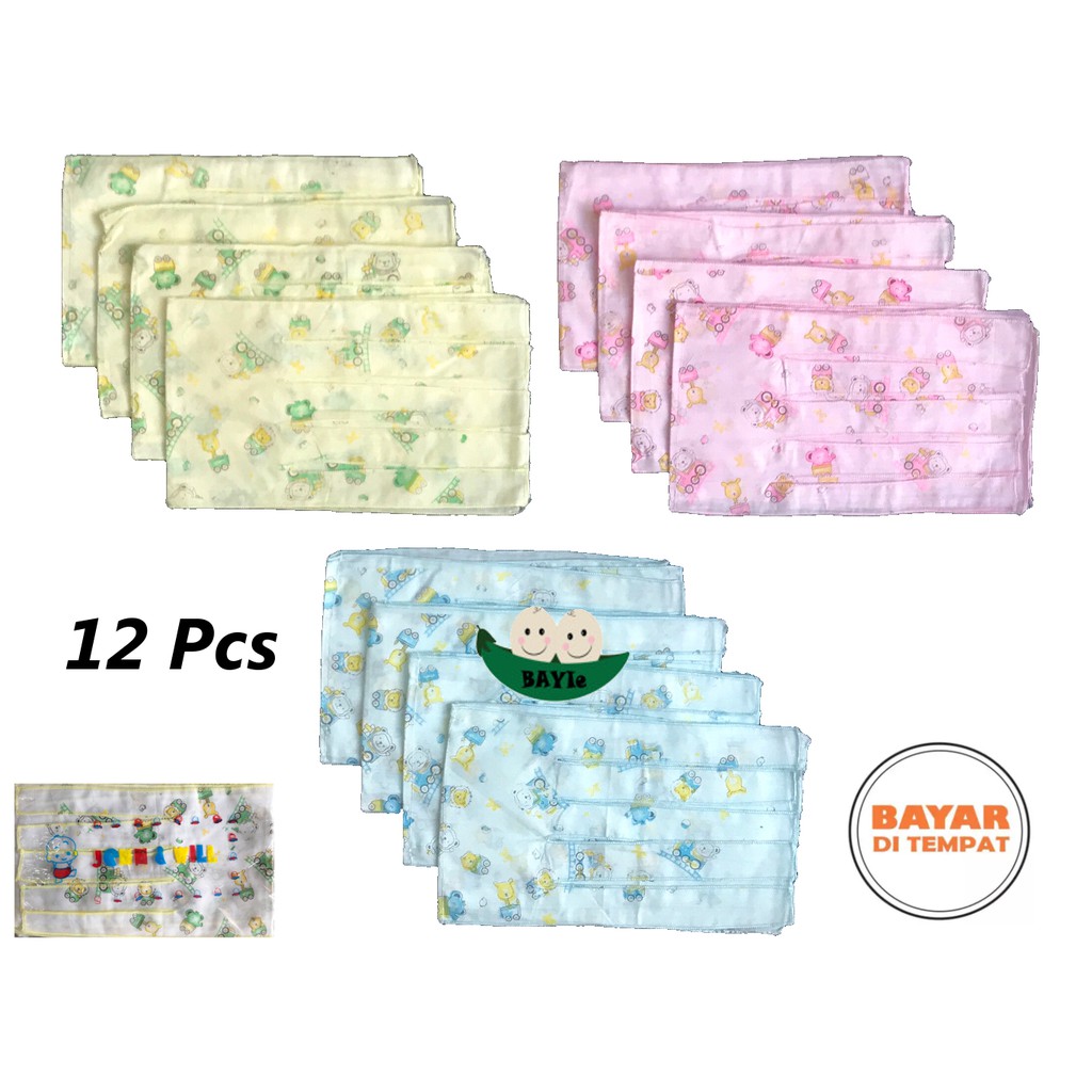 BAYIe - 12 PCS (1 lusin) Gurita Bayi Tali PREMIUM 100% Katun motif lucu JENN&amp;WILL