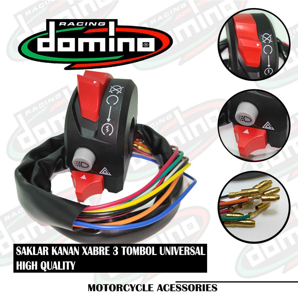 SAKLAR DOMINO KANAN 3 TOMBOL LAMPU ON OFF STARTER LAMPU TEMBAK & HAZARD KTC UNIVERSAL