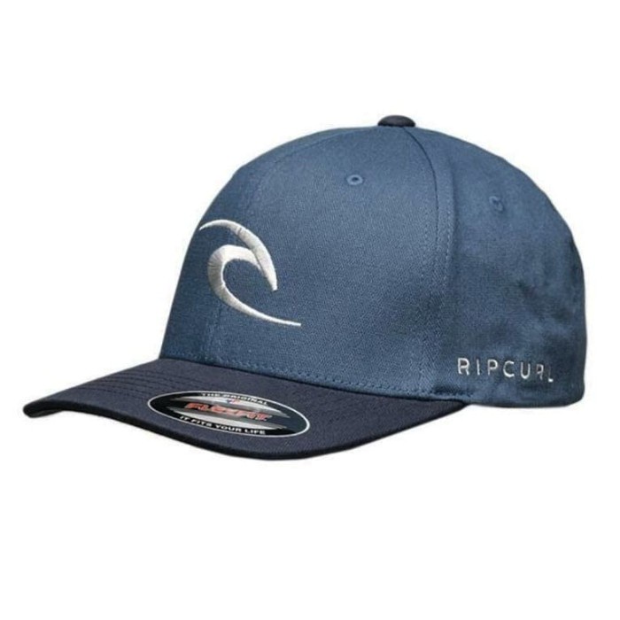 Topi Rip Curl Tepan Curve Peak Cap Flexfit Blue Navy Silver Original New