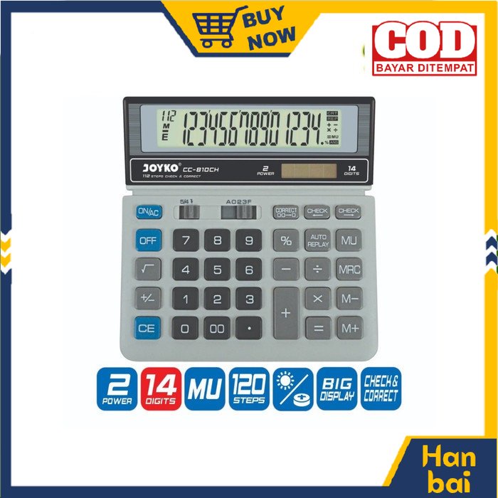 

Hanbai.Deo JOYKO CC-810CH Kalkulator Calculator 14 Digits / Check Correct