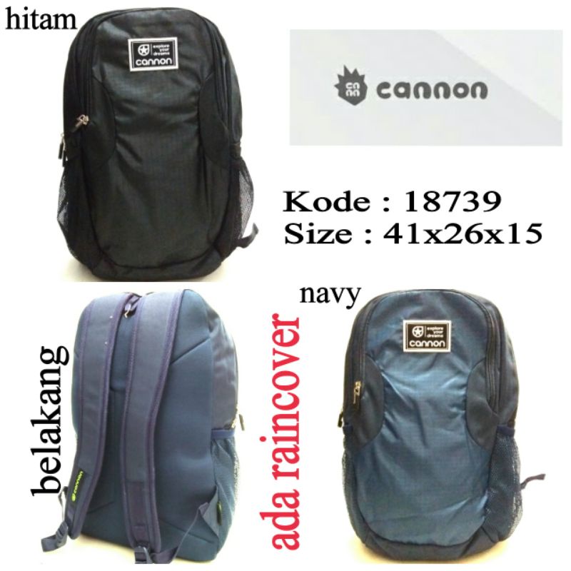 TAS RANSEL SEKOLAH TERBARU CANNON 18739 WARNA HITAM DAN NAVY ADA RAINCOVER TERBARU DAN TERMURAH