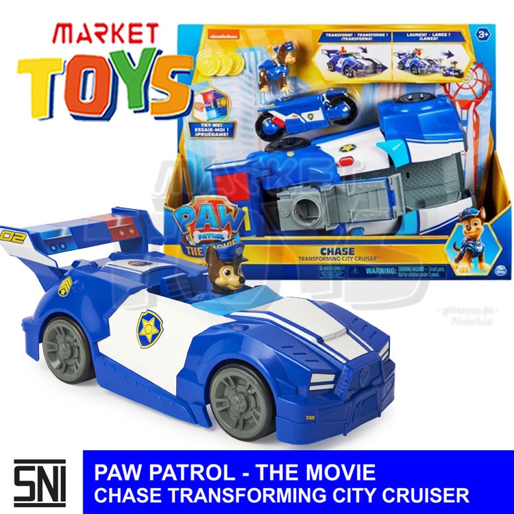 Paw Patrol The Movie - Chase Transforming City Cruiser Mainan Anak Mobil Motor Polisi