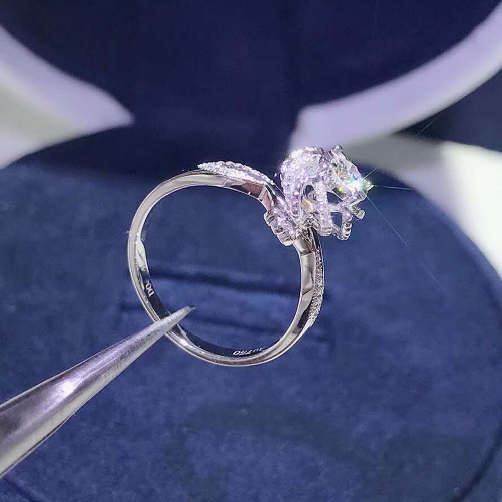 Hu Hu Hu Hu Hu Alat Bantu Pasang Kacamata♡ Cincin Pernikahanpertunangan Desain Bunga Hollow Hias Cubic Zirconia Untuk Wanita