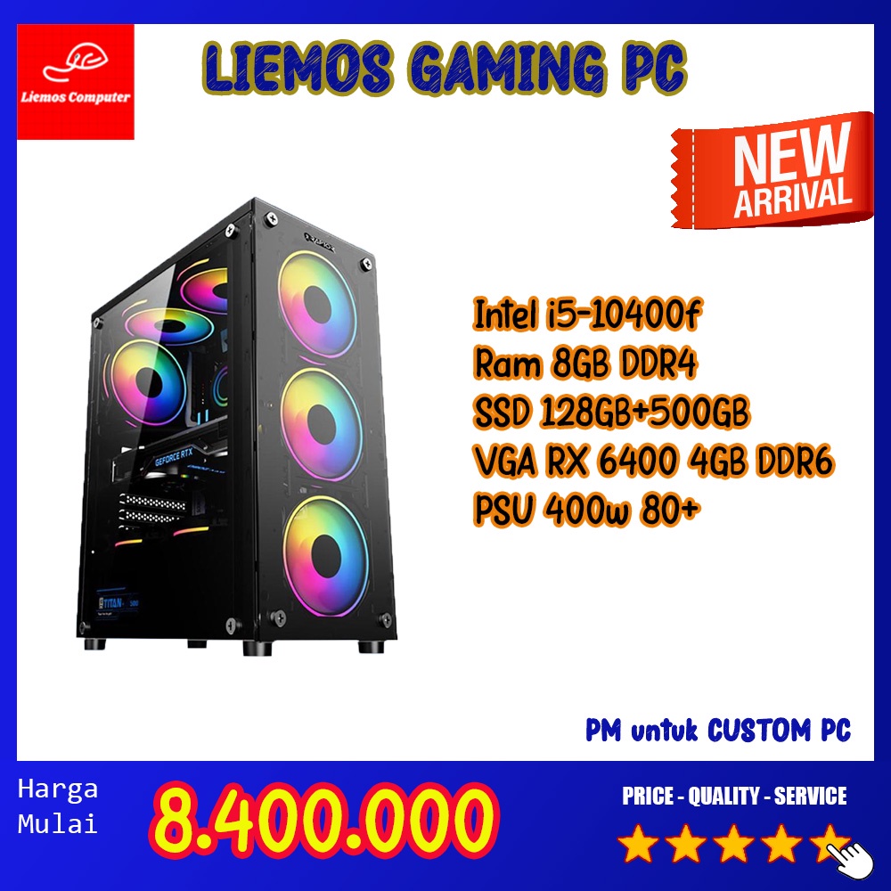 Liemos Gaming PC Intel i5 10400f RX 6400 4GB DDR6 Termurah Rendering