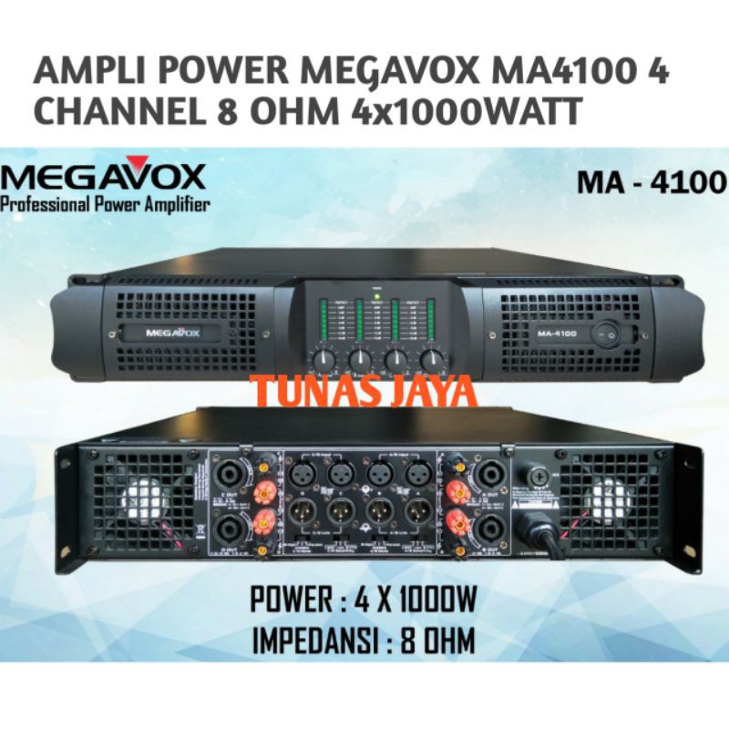 AMPLI POWER 4 CHANNEL MEGAVOX MA-4100 / MEGAVOX MA4100 / MEGAVOX MA 4100 ORIGINAL