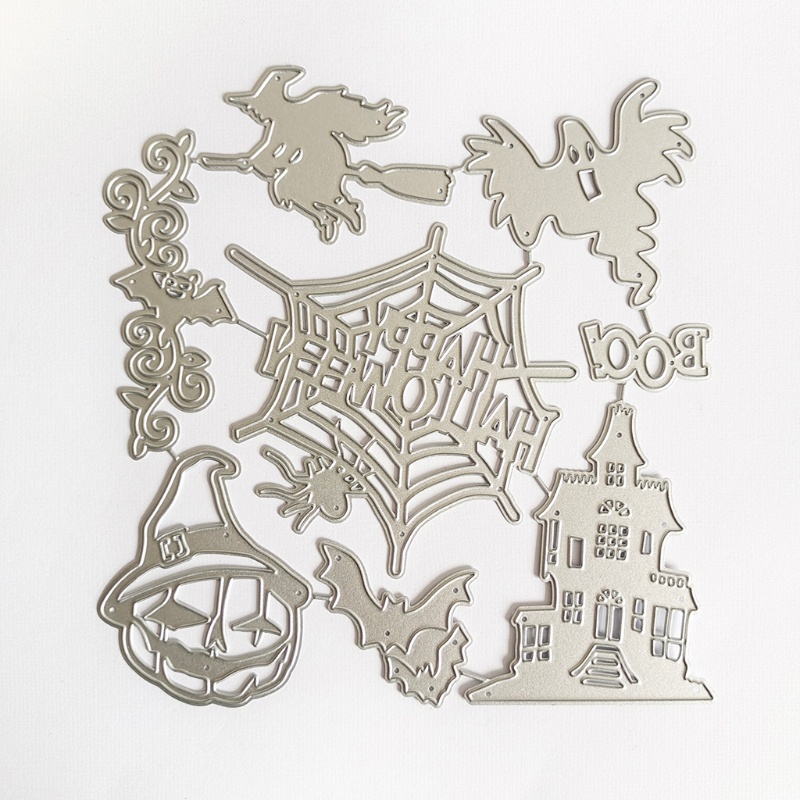 Cetakan Stensil Cutting Dies Motif Halloween Bahan Metal Untuk Scrapbook / Craft DIY / Embossing