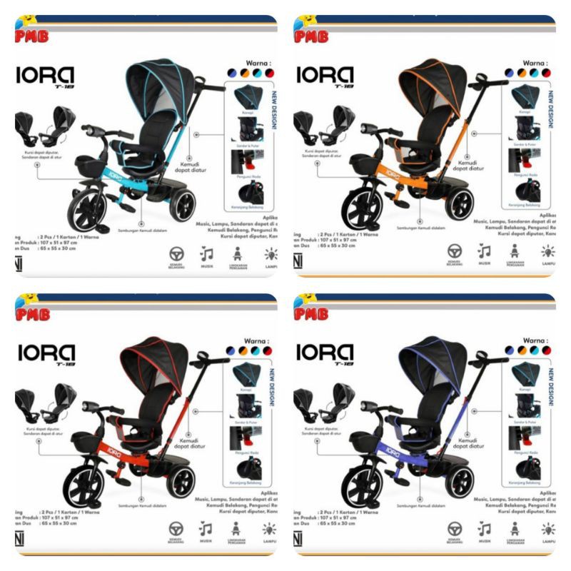 PMB IORA T18 TRICYCLE Stroller Micro Trike Sepeda Murah Sepeda Anak Bayi Sepeda Roda 3 Tiga Original
