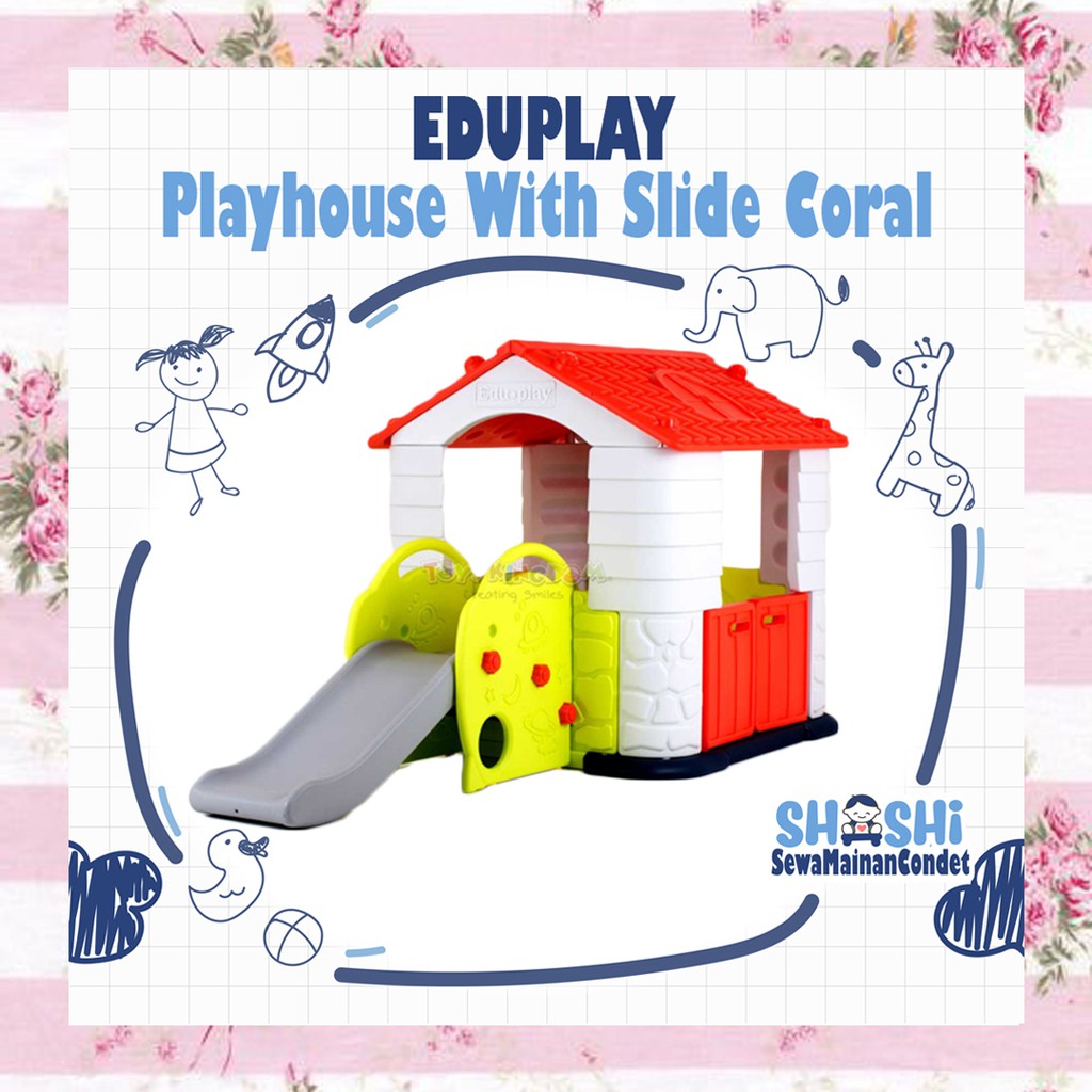 Sewa Eduplay Playhouse With Slide Coral