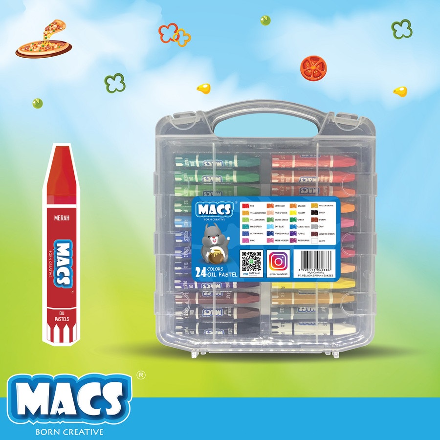 Krayon warna MACS Crayon Oil pastel 24 color