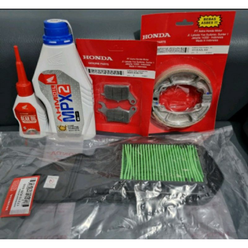 paket hemat oli mpx2+oli gardan+filter udara+kampas rem depan belakang vario 125/vario tekno kode KZ