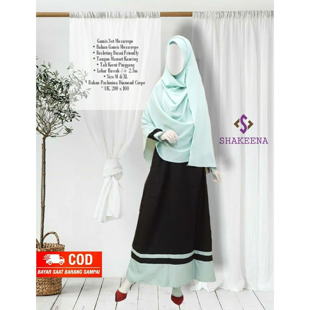 Gamis mosscrepe set pashmina