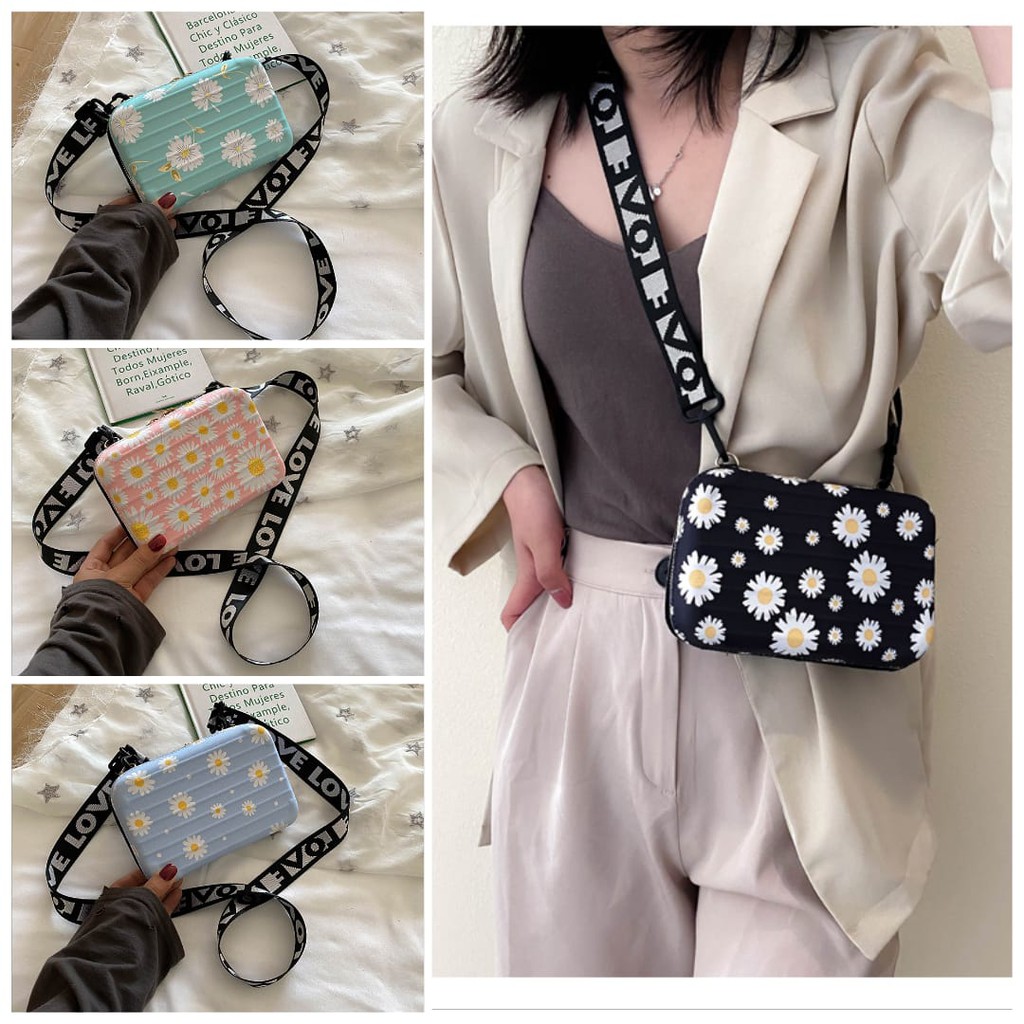 TAS SELEMPANG WANITA KECIL IMPORT KOPER MINI CAHIRA TALI LEBAR SLING BAG REMAJA KEKINIAN KOREA BATAM