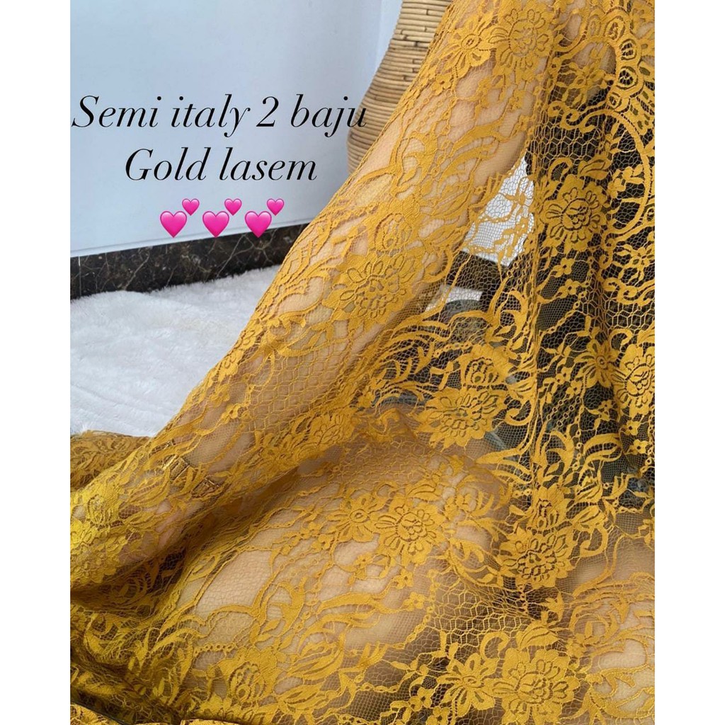 ABHA - Kebaya Semi Italy / Bahan Kebaya Wanita Bali / Kain Kebaya Brokat 2.5 meter (2 baju)