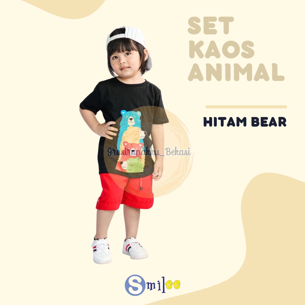 Setelan Anak Cowok Hitam Bear size 1-3Thn Murah