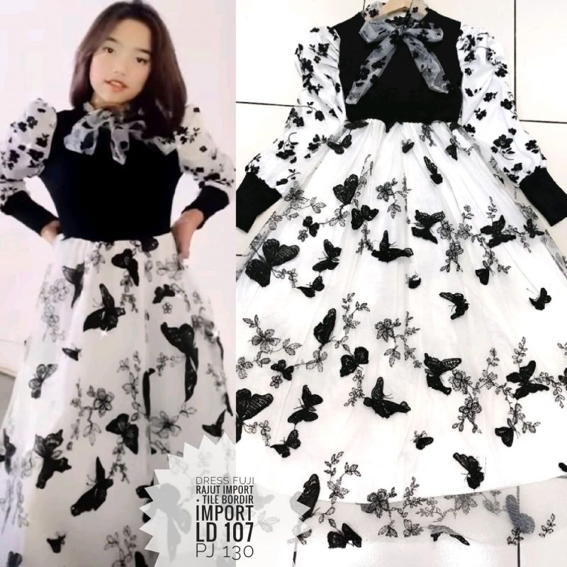 Gamis rajut mix tile bordir import