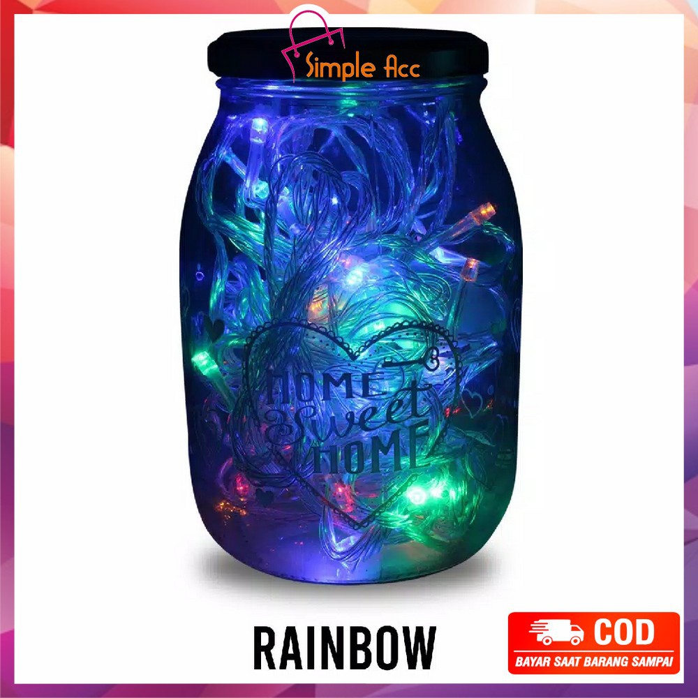 *COD* DO-C17 C199 Lampu Tumblr Light Led 10 Mtr OPP 100 LED 50 LED Lampu Hias Dekorasi Kamar Hiasan-Rainbow