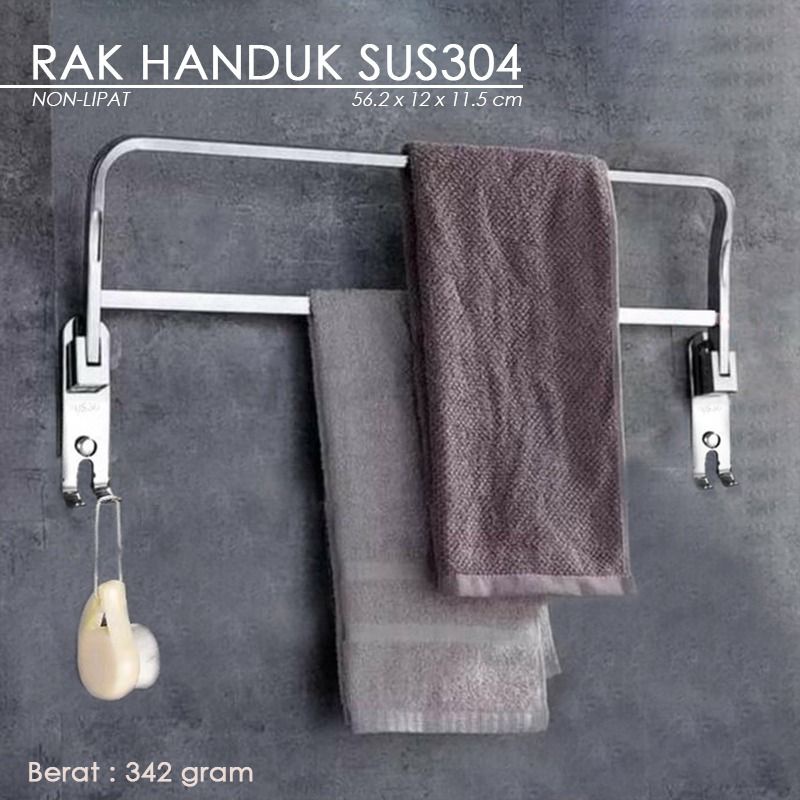 Promo Gantungan Handuk Stainless Lipat 60 Cm / Rak Handuk Lipat 60 Cm / Gantungan Handuk Lipat