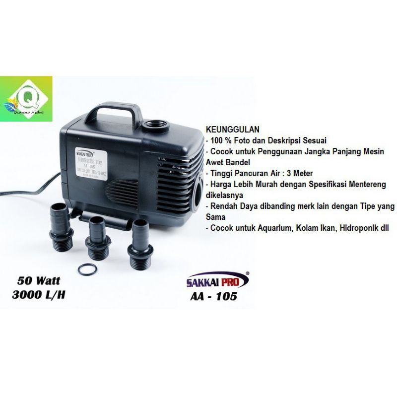 Submersible Pump AA-105 Sakkai Pro Pompa Aquarium Celup Pompa Akuarium Water Pump Pompa Air