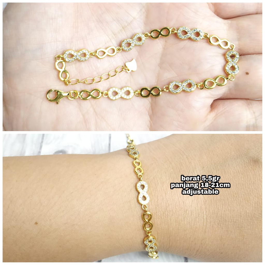 GELANG RANTAI INVINITY MATA GOLD PERAK ASLI S925 KODE CF023