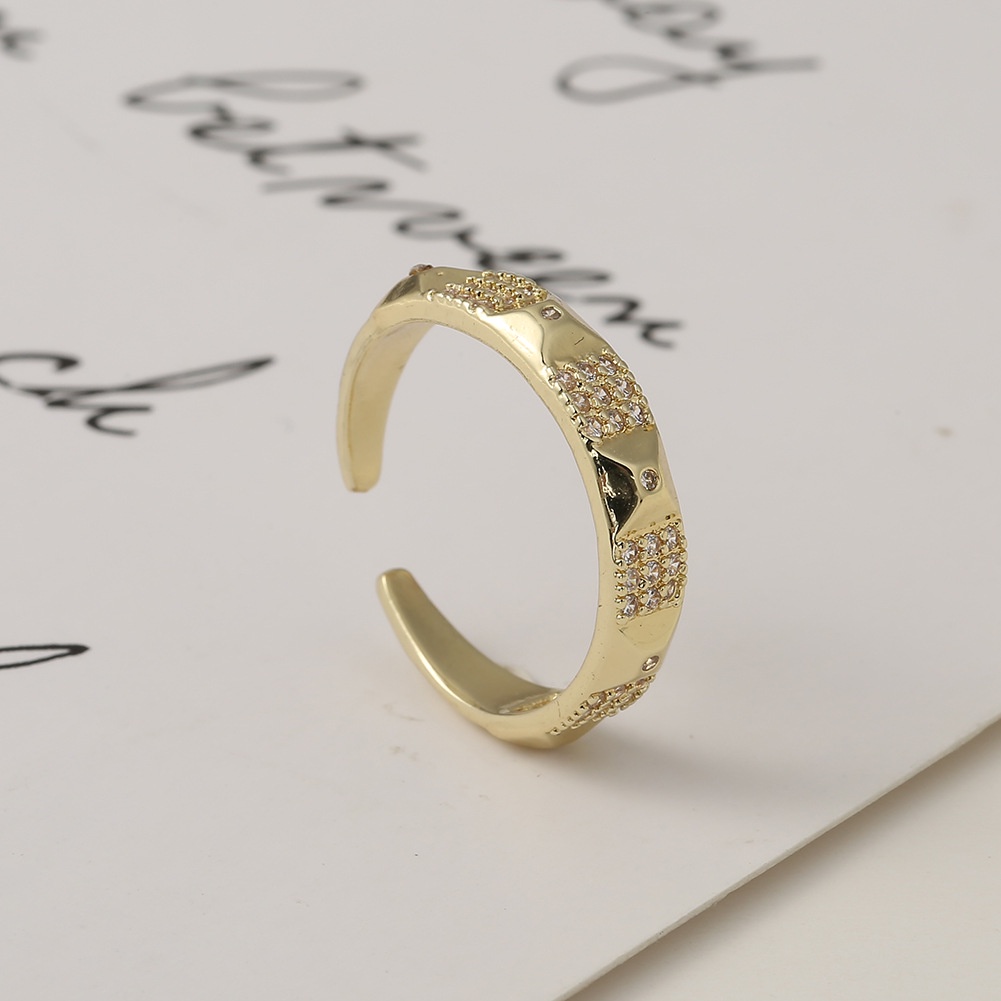 Eropa dan Amerika baru perhiasan tembaga zircon 18K emas terbuka cincin Cobra trendi pria dan wanita