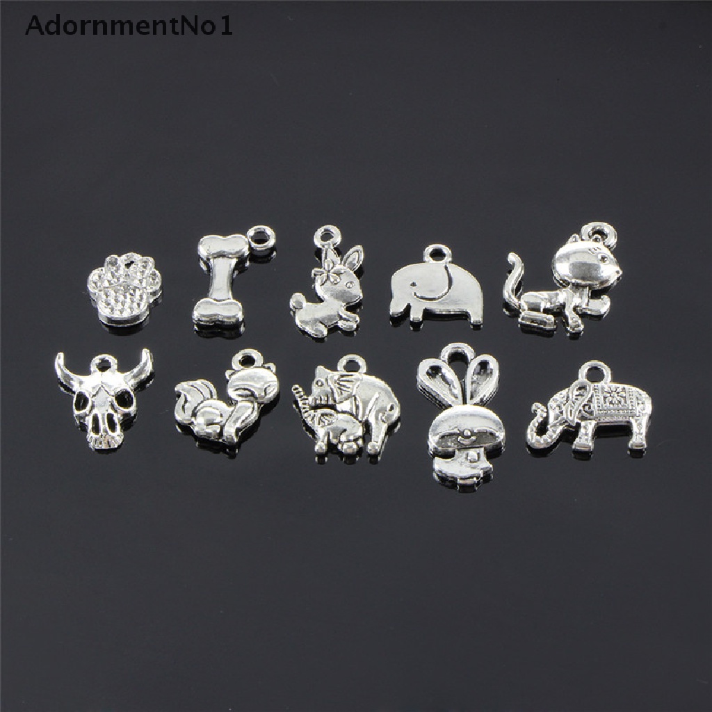 (AdornmentNo1) 100pcs / Lot Liontin Retro Bentuk Hewan Campur Warna Silver Untuk Perhiasan DIY