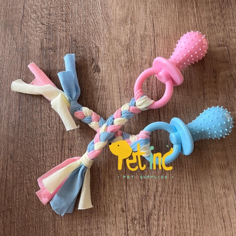 DOT pastel teething rubber toy with rope