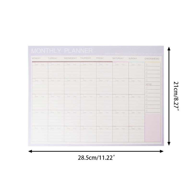 Mary Monthly Paper Pad 20lembar DIY Planner Meja Agenda Hadiah Perlengkapan Kantor Sekolah