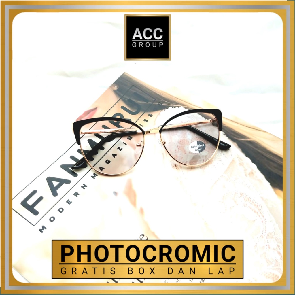 PHOTOCROMIC FREE BOX DAN LAP NEW OVAL TITANIUM KOREAN WANITA PRIA MURAH TAHAN LAMA
