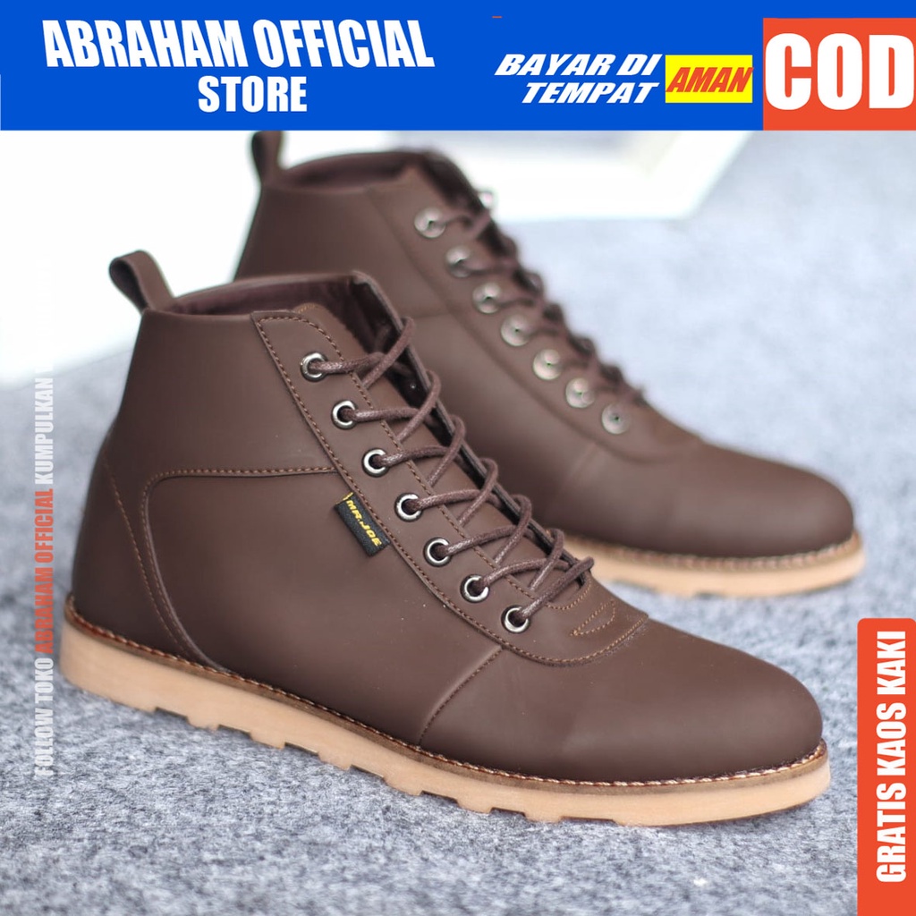 ABRHM x BARA Sepatu Boots Casual Pria Kulit Sintetis Kasual Boot Kerja Cowok Original