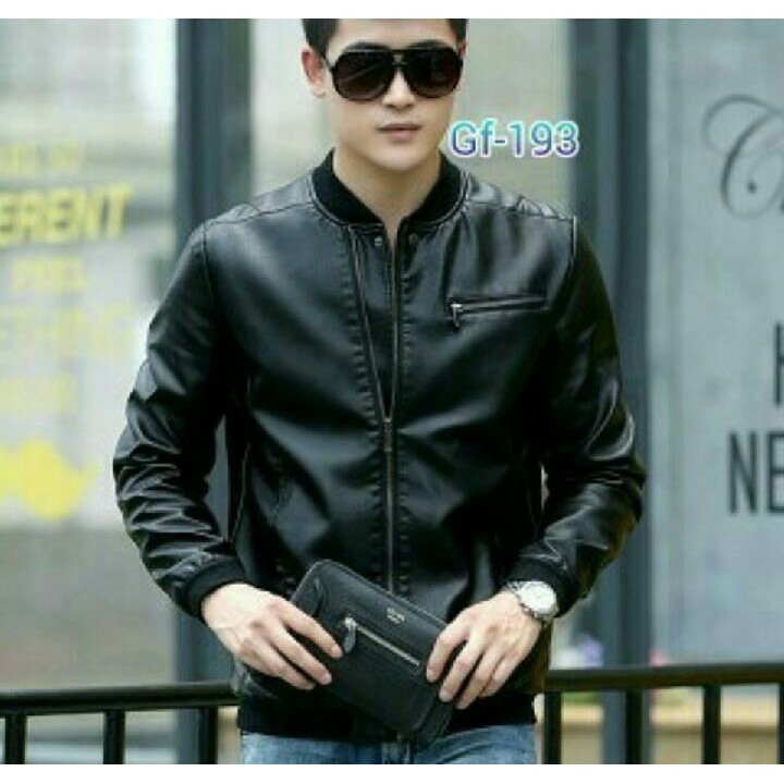 Jaket Motor Korea / Jaket Pria Kulit  Sintetis Asli Garut GF-193 Premium