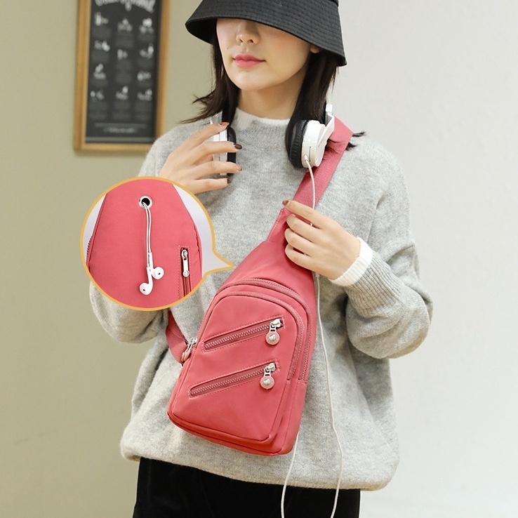 TAS SELEMPANG WANITA ANTI AIR PINK OREGON TA527P3 WAIST BAG DADA CEWEK SLINGBAG BAHU PUNGGUNG REMAJA KEKINIAN MURAH FASHION KOREA PREMIUM BRANDED SIMPLE BATAM CASUAL