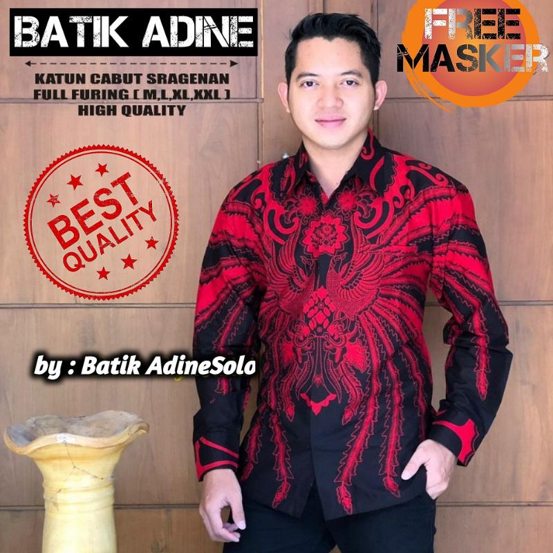 Baju kemeja batik pria lengan panjang Premium lapis furing Adine 501 S