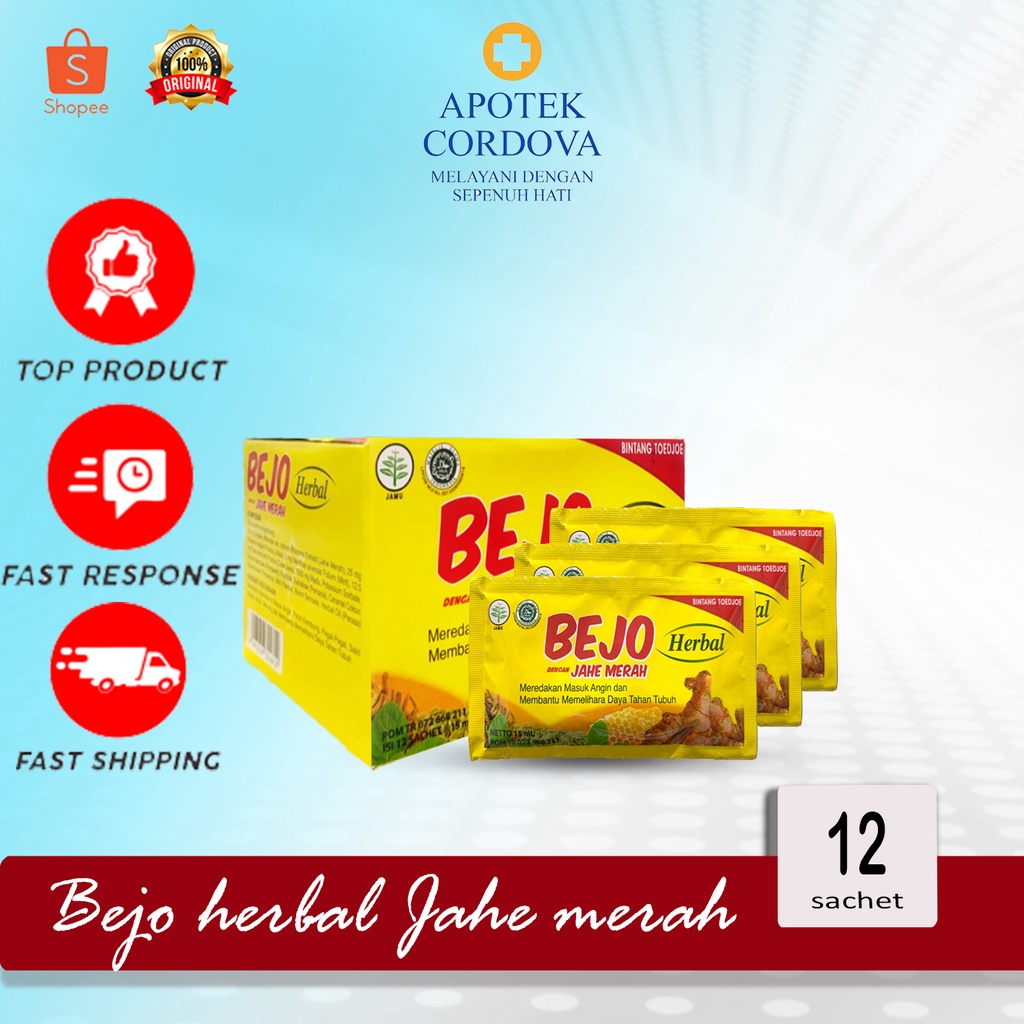 

BEJO jahe merah (Herbal) isi 12 sachet - obat masuk angin - mengatasi pegal-pegal - mengatasi meriang - bejo - 12sch - perut kembung -