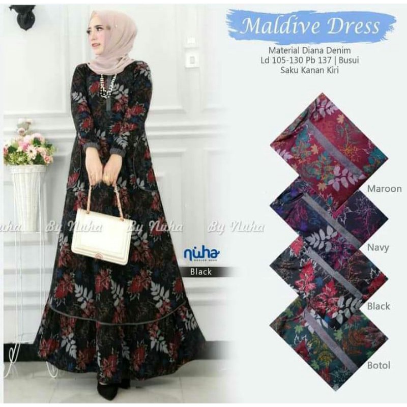 Gamis maldive dress gamis jumbo gamis motif bungaan wanita dewasa terbaru